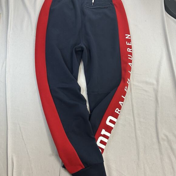 Polo Ralph Lauren Sweatpants Mens Medium Joggers Spell Out Athletic Red Trim - Picture 8 of 10